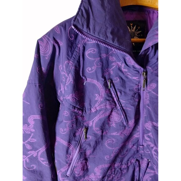 Vintage Havoc Purple Snow Ski Jacket Pockets Size 14 Made In Korea Pull Over - Picture 5 of 16